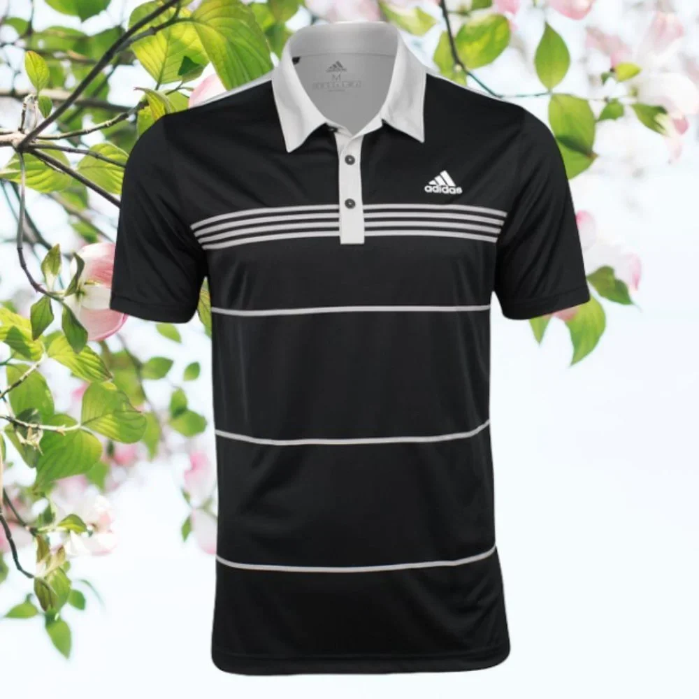 Adidas Climalite Mens Block Stripe Golf Polo Shirt - Picture 4 of 8